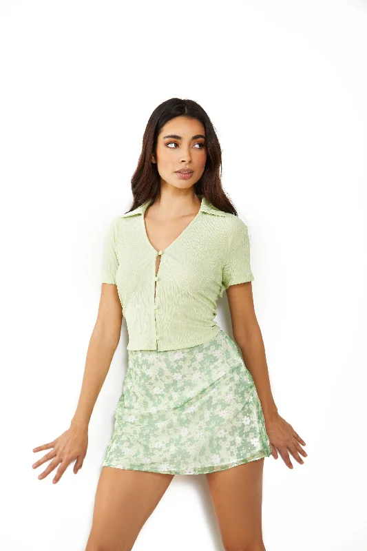 Glamorous Apple Green Ditsy Sheer Mini-Skirt