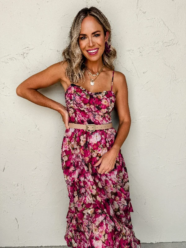 Mend Your Heart Floral Bustier Midi Dress Trendy midi dresses under $50