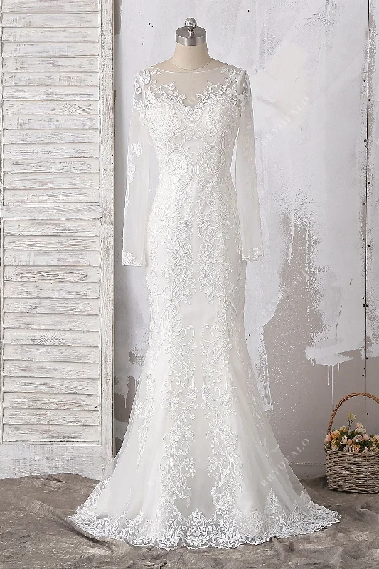 Vintage Sequin Lace Mermaid Wedding Dress