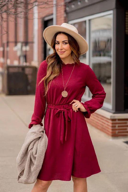 Cinched Long Sleeve Tie Dress