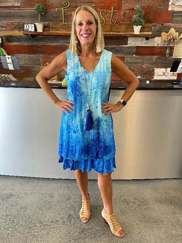 Shades of Blue Sleeveless V-Neck Tango Mango Dress