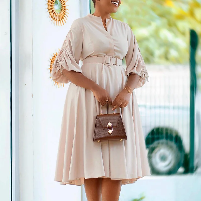 Temperament Plus Size Pleated Dress