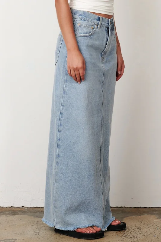 BAYSE BRAND Womens Hudson Denim Maxi Skirt - Saltwater Blue