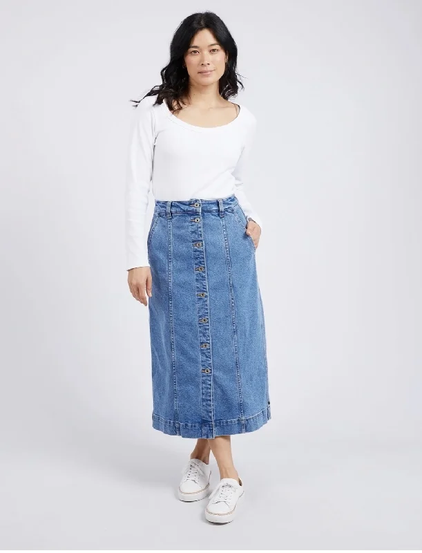 Elm Lifestyle Florence Button Thru Denim Skirt