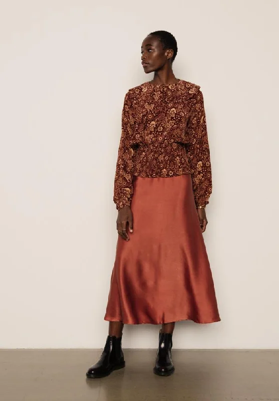 Lily and Lionel Poppy Skirt in Copper Silk Satin