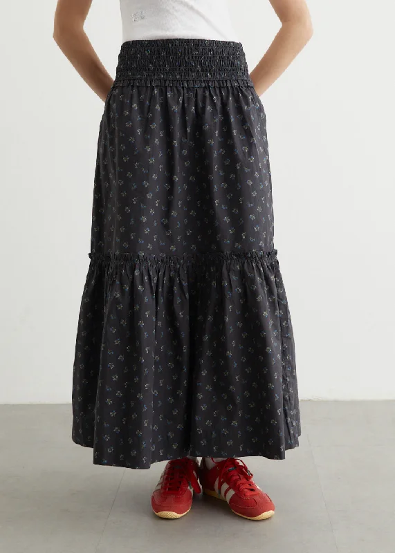 Printed Cotton Smock Maxi Skirt