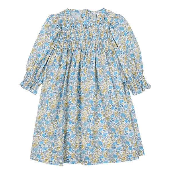 Yellow and Light Blue Floral Dress